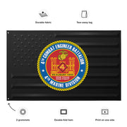 4th Combat Engineer Bn (4th CEB) Black American Flag Tactically Acquired   