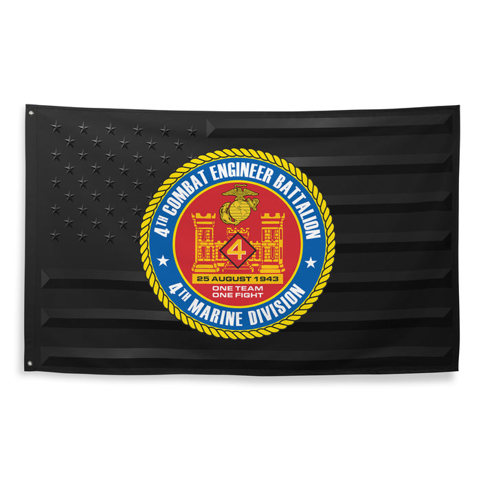 4th Combat Engineer Bn (4th CEB) Black American Flag Tactically Acquired   