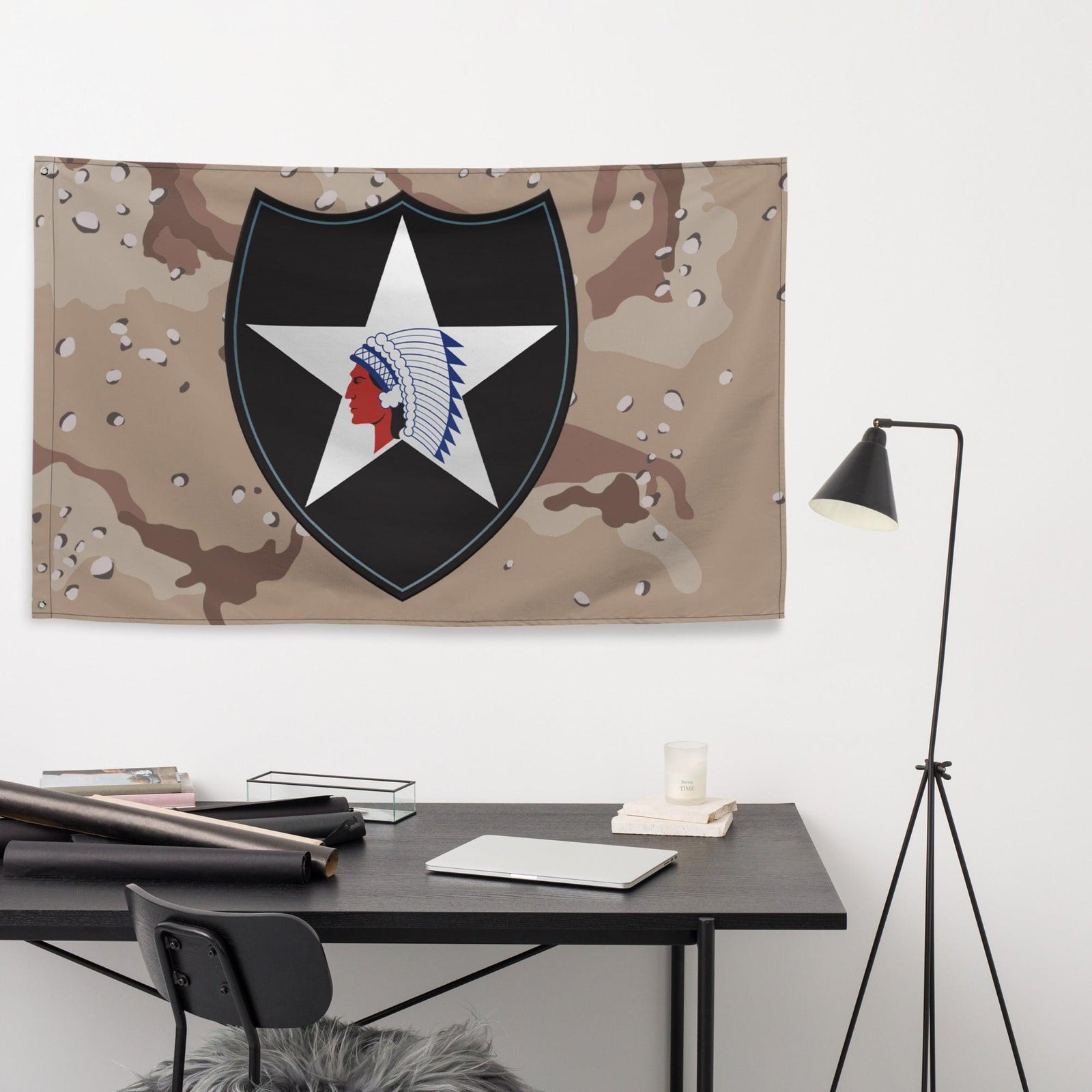 U.S. Army 2d Infantry Division Chocolate-Chip Camo Flag Tactically Acquired   