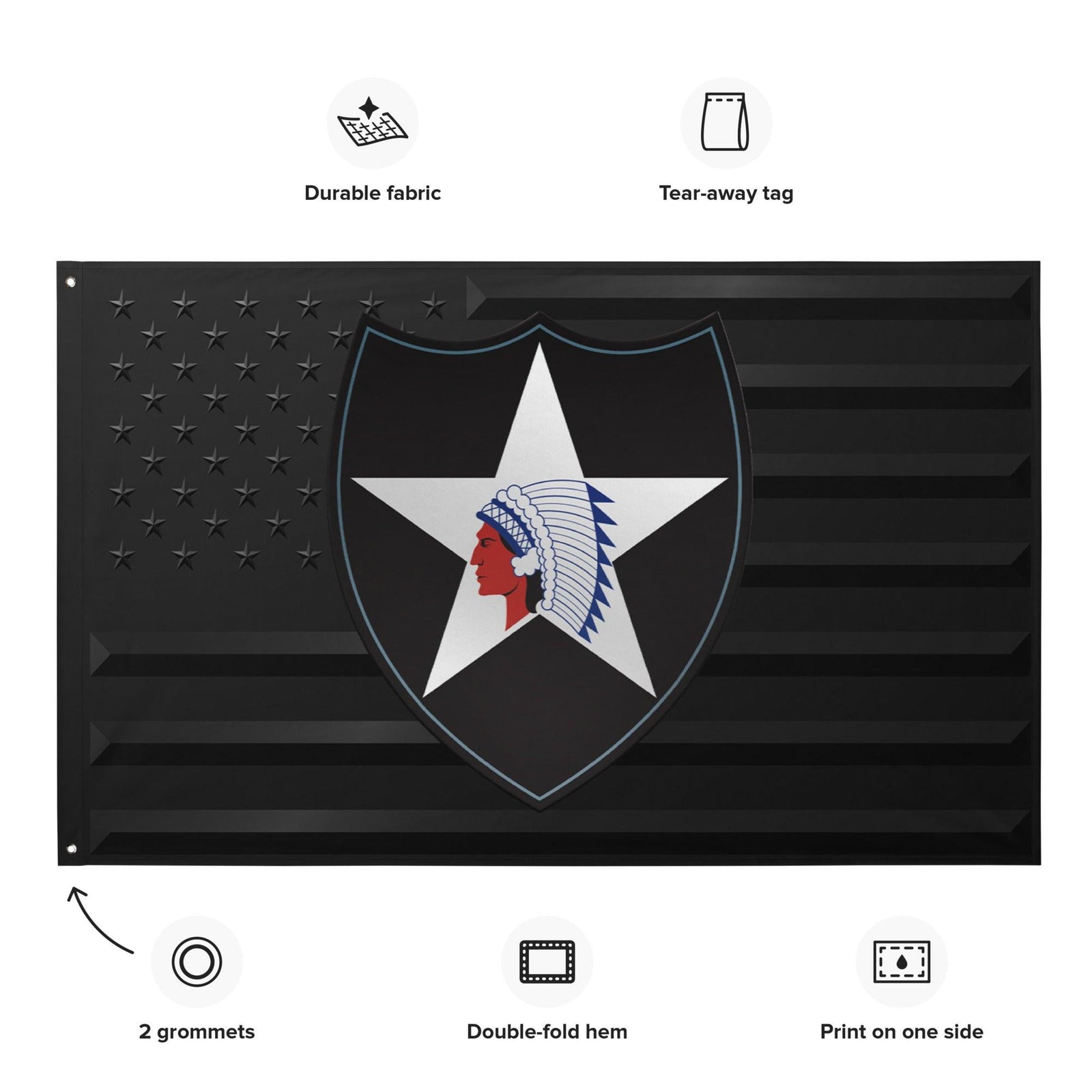 U.S. Army 2nd Infantry Division Black American Flag Tactically Acquired   