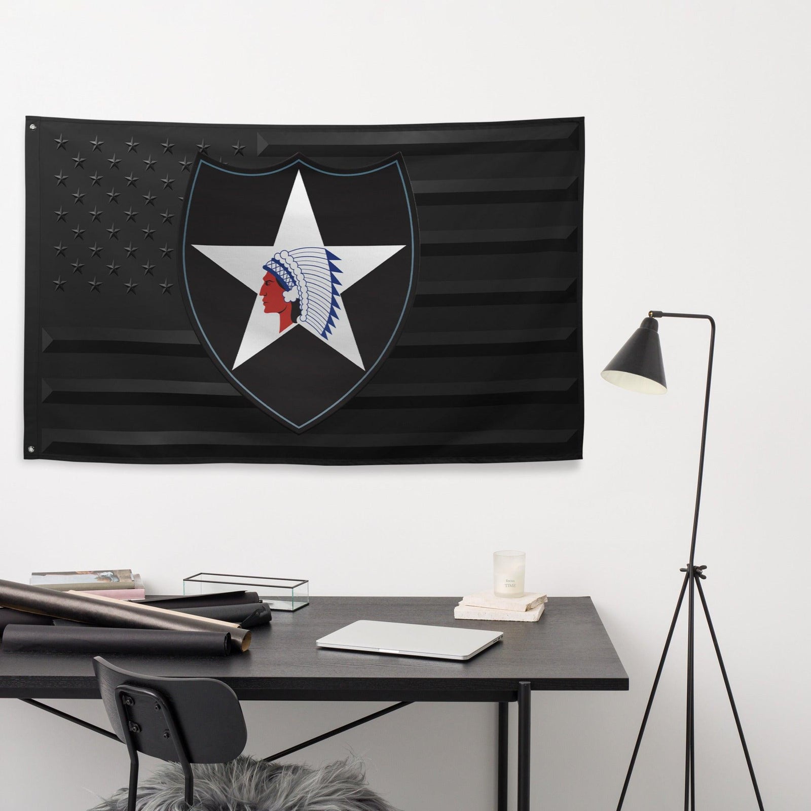 U.S. Army 2nd Infantry Division Black American Flag Tactically Acquired   