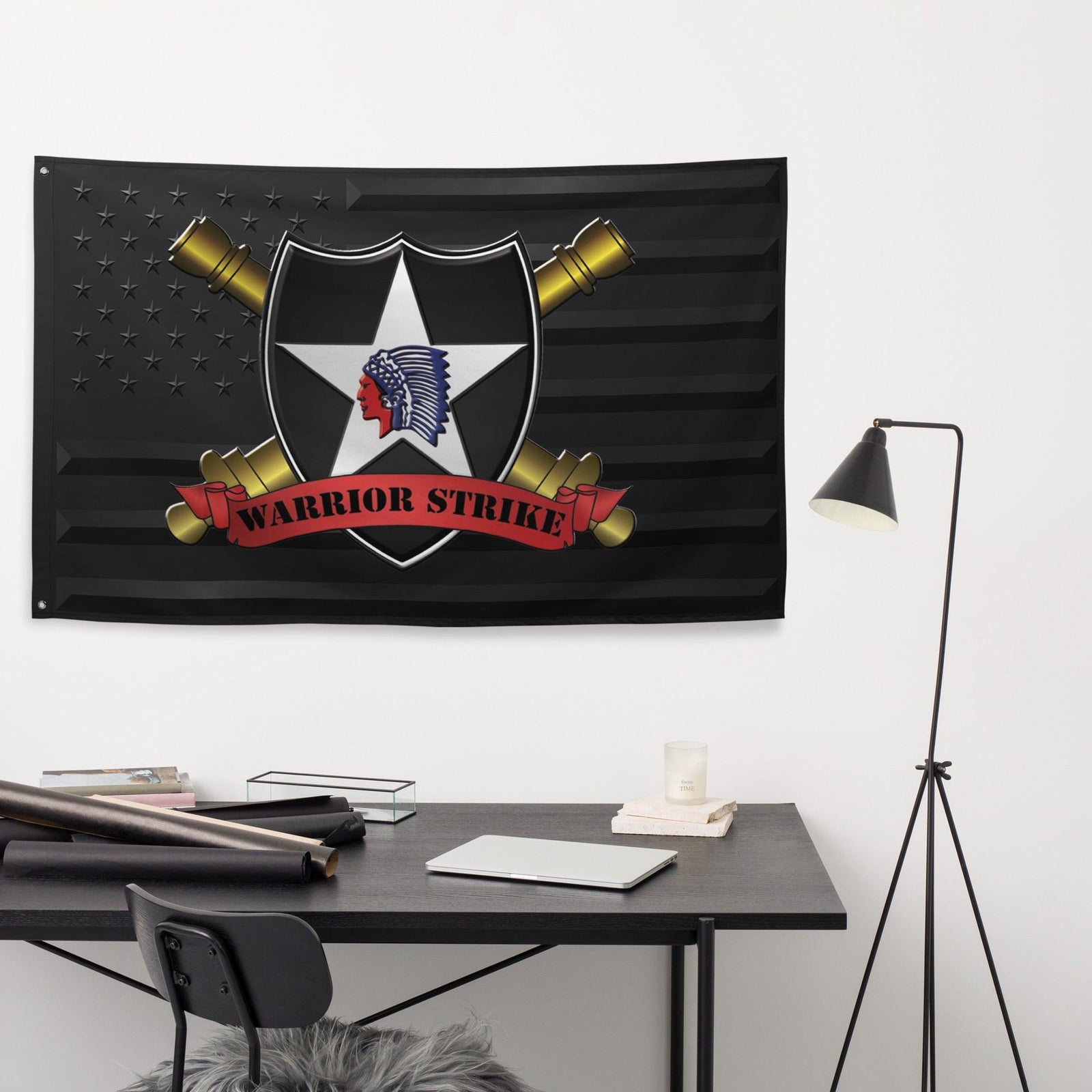 2d ID DIVARTY "Warrior Strike" Black American Flag Tactically Acquired   