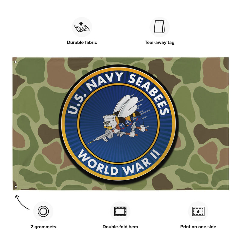 U.S. Navy Seabees World War II Legacy Frogskin Camo Flag