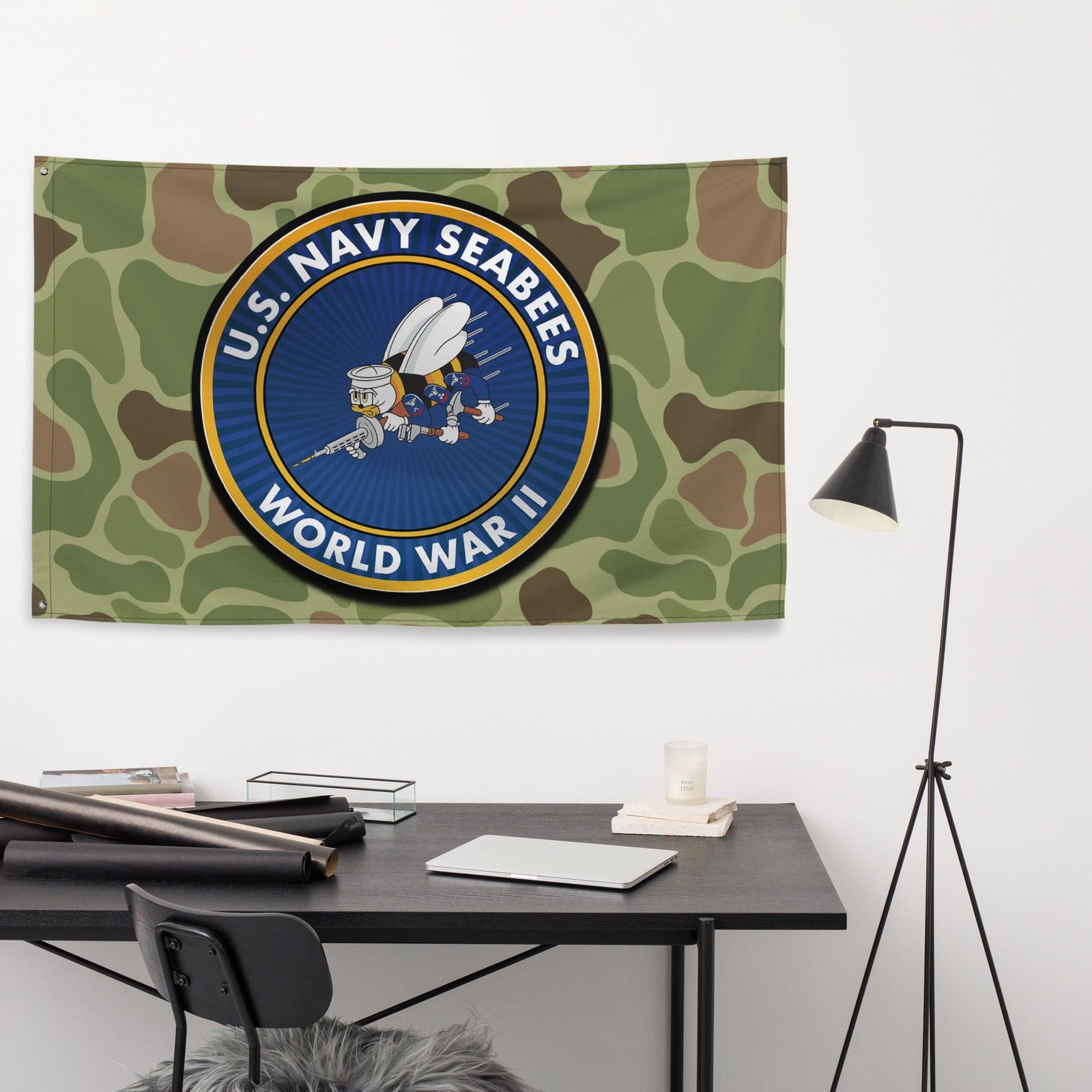 U.S. Navy Seabees World War II Legacy Frogskin Camo Flag Tactically Acquired   