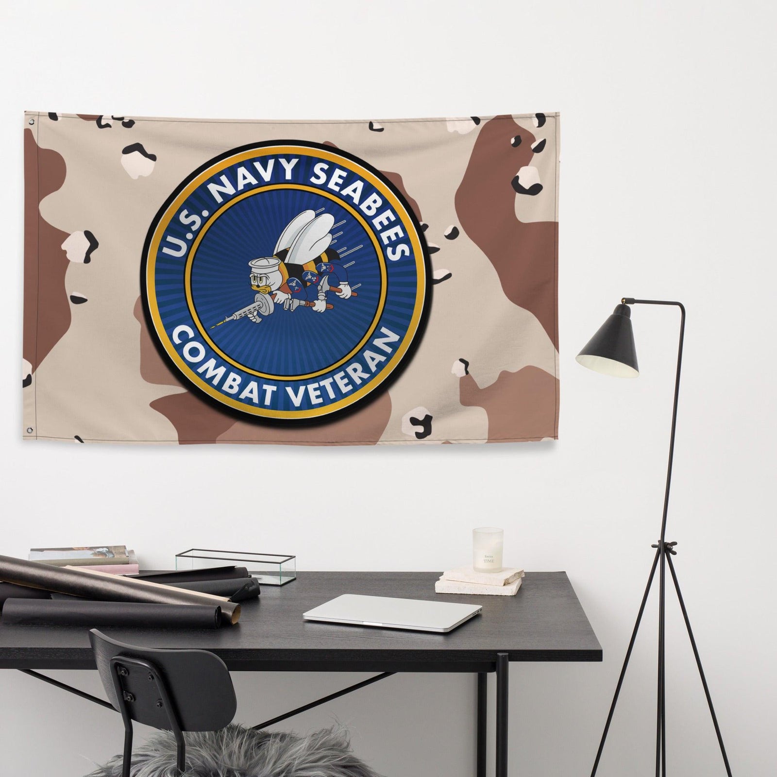 U.S. Navy Seabees Combat Veteran Chocolate-Chip Camo Flag Tactically Acquired   