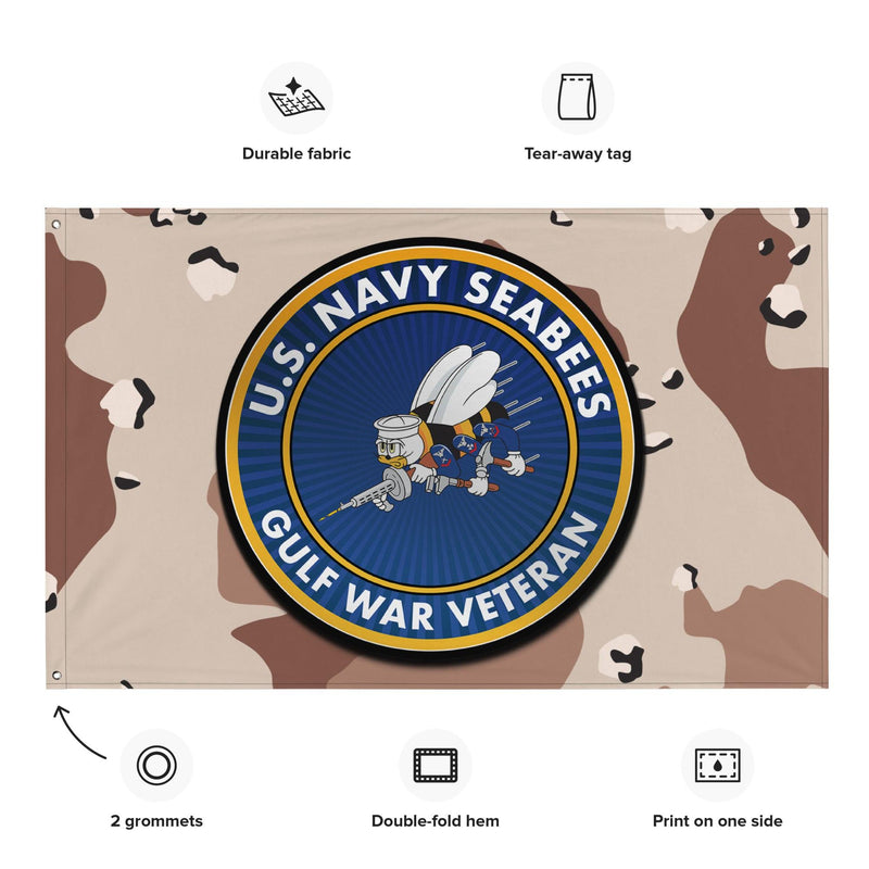 U.S. Navy Seabees Gulf War Veteran Chocolate-Chip Camo Flag
