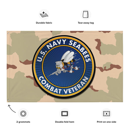 U.S. Navy Seabees Combat Veteran DCU Camo Flag Tactically Acquired   