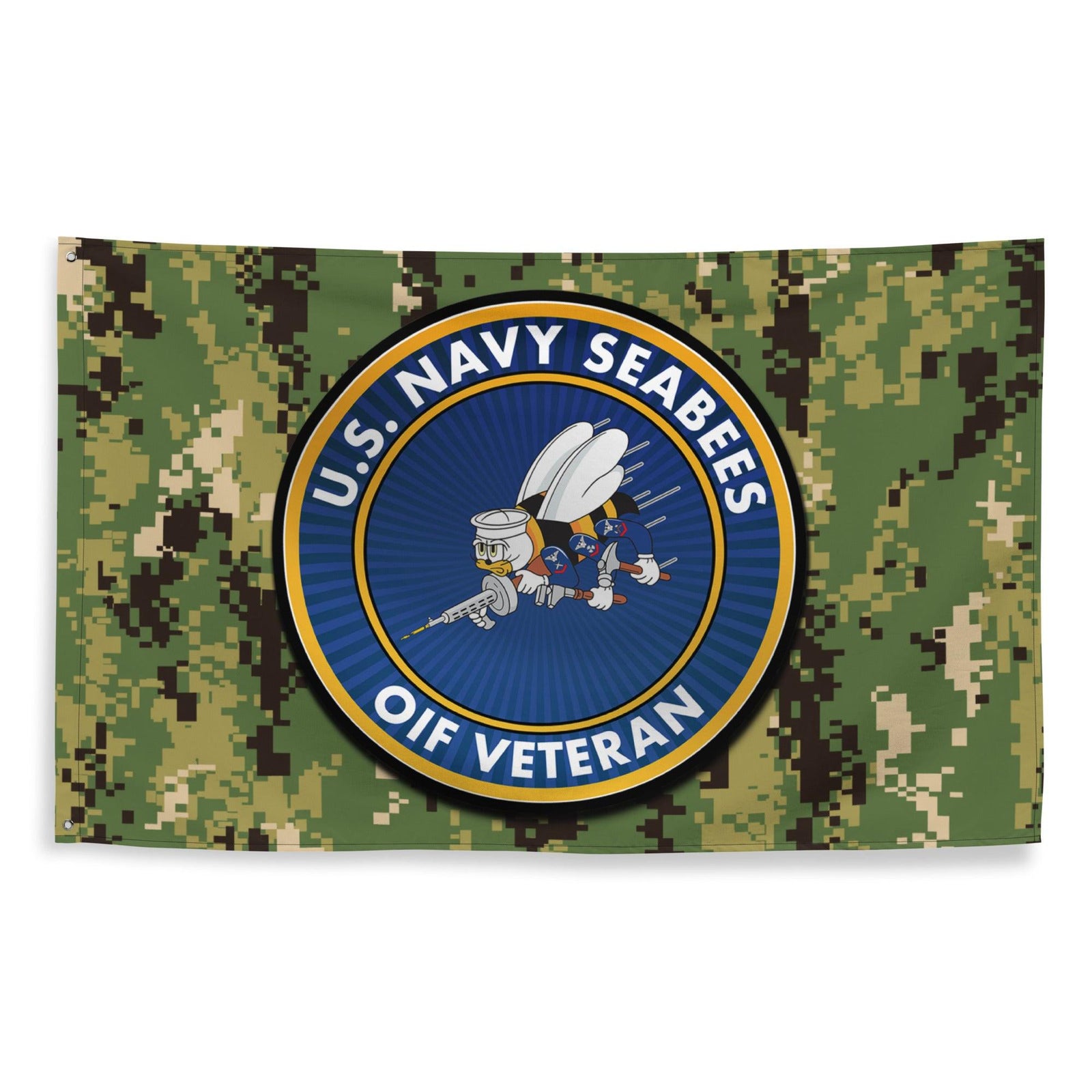 U.S. Navy Seabees OIF Veteran NWU Type III AOR2 Camo Flag Tactically Acquired   