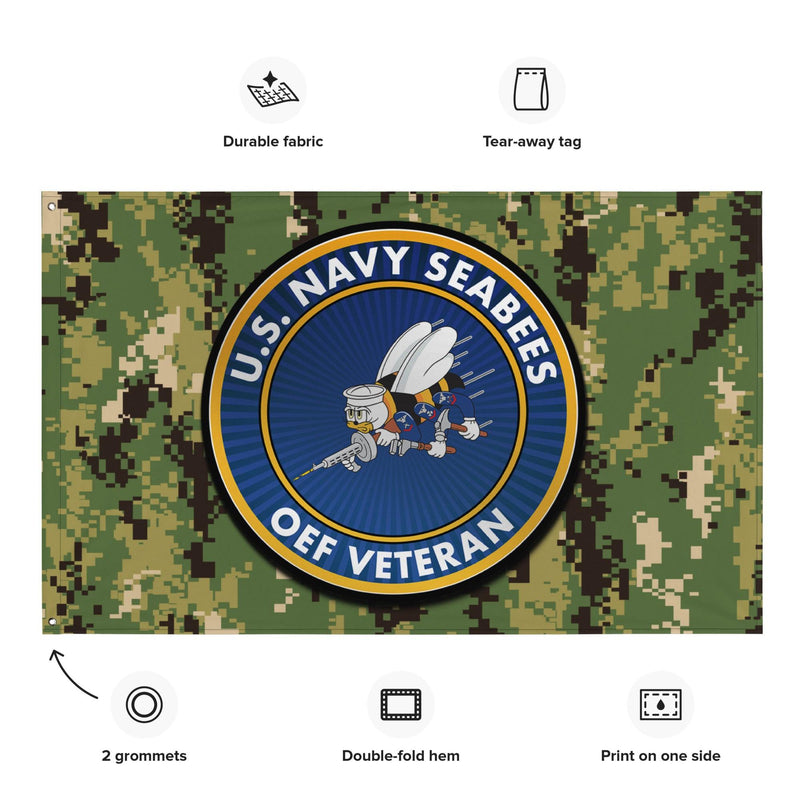 U.S. Navy Seabees OEF Veteran NWU Type III AOR2 Camo Flag