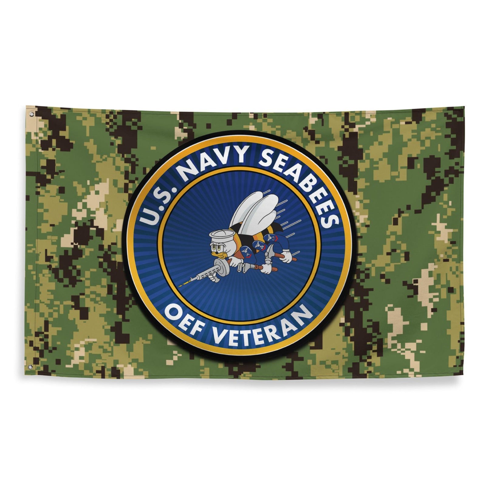 U.S. Navy Seabees OEF Veteran NWU Type III AOR2 Camo Flag Tactically Acquired   