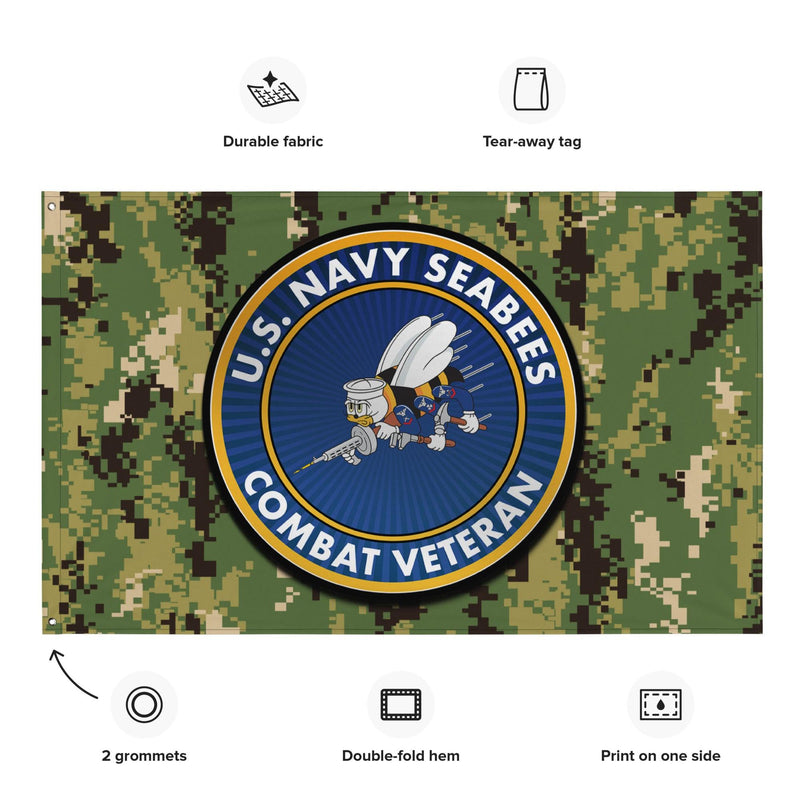 U.S. Navy Seabees Combat Veteran NWU Type III AOR2 Camo Flag