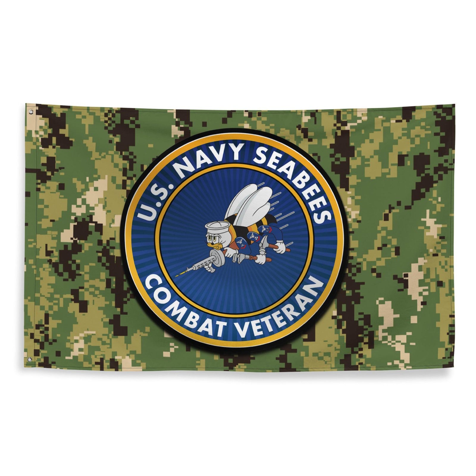 U.S. Navy Seabees Combat Veteran NWU Type III AOR2 Camo Flag Tactically Acquired   
