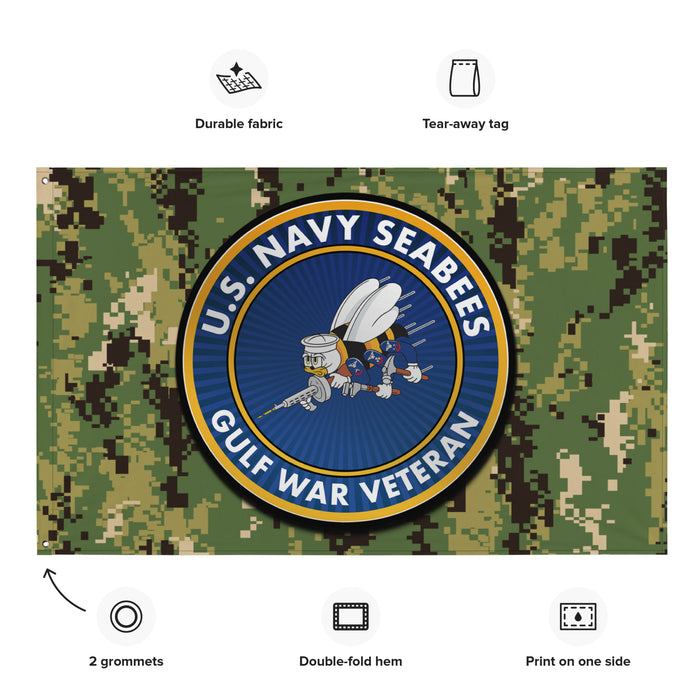 U.S. Navy Seabees Gulf War Veteran NWU Type III AOR2 Camo Flag Tactically Acquired   