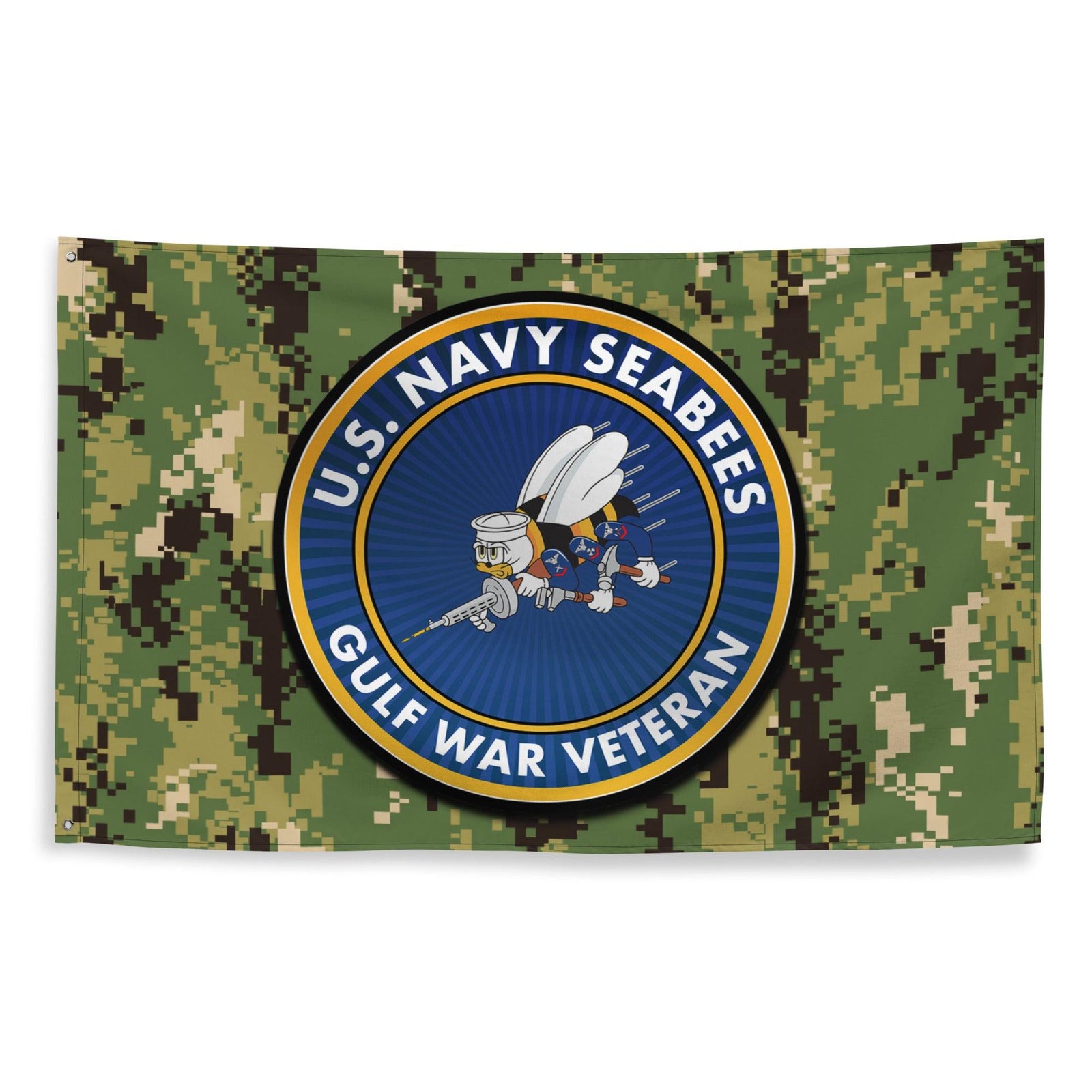U.S. Navy Seabees Gulf War Veteran NWU Type III AOR2 Camo Flag Tactically Acquired   