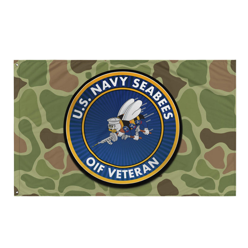 U.S. Navy Seabees OIF Veteran Frogskin Camo Flag