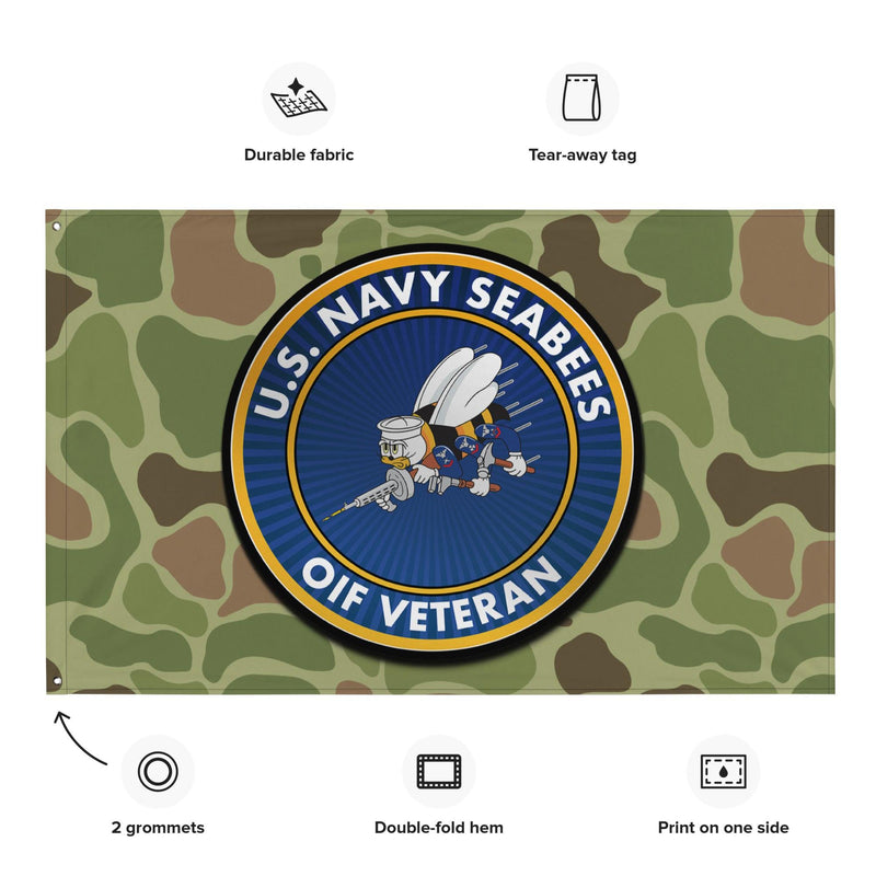 U.S. Navy Seabees OIF Veteran Frogskin Camo Flag