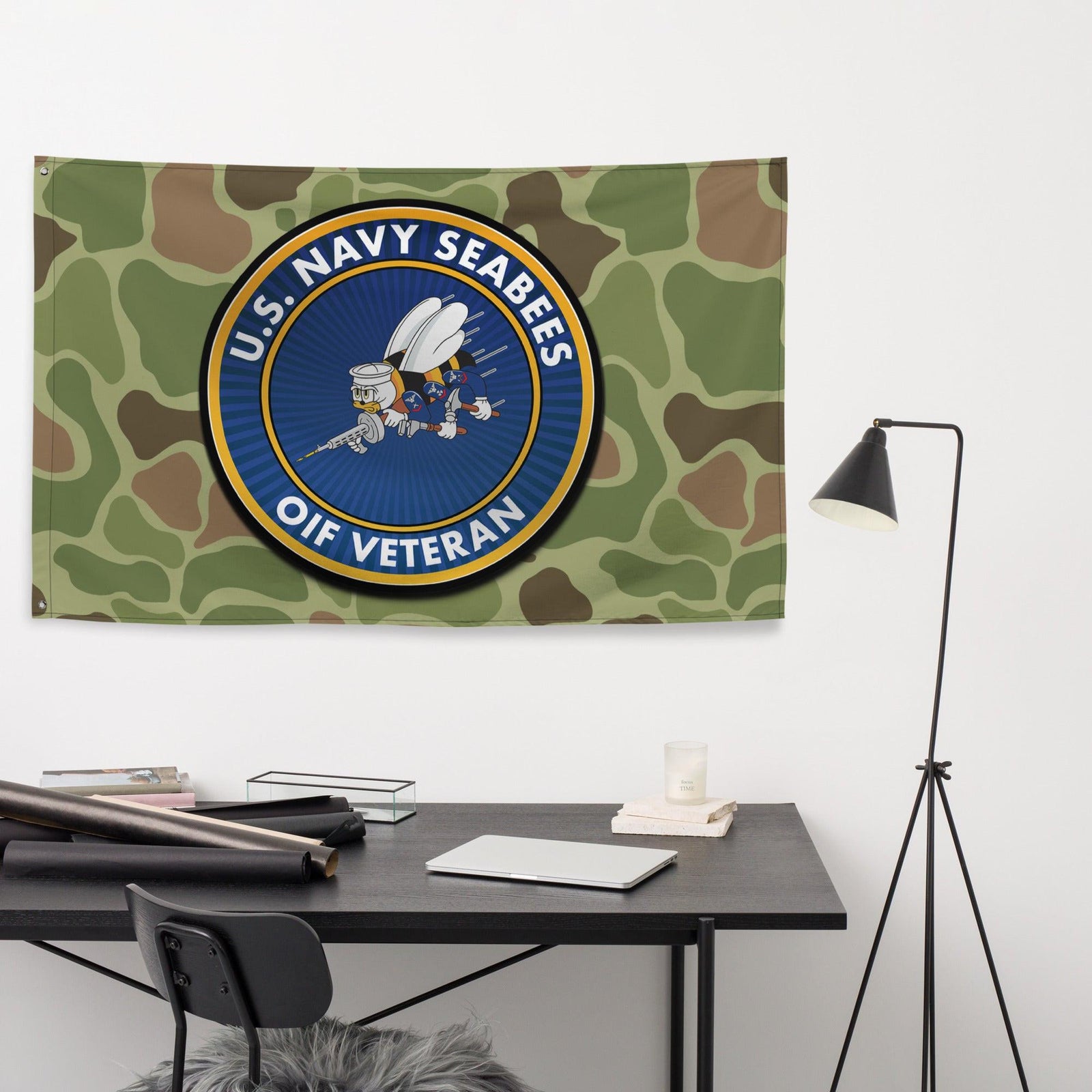 U.S. Navy Seabees OIF Veteran Frogskin Camo Flag Tactically Acquired   
