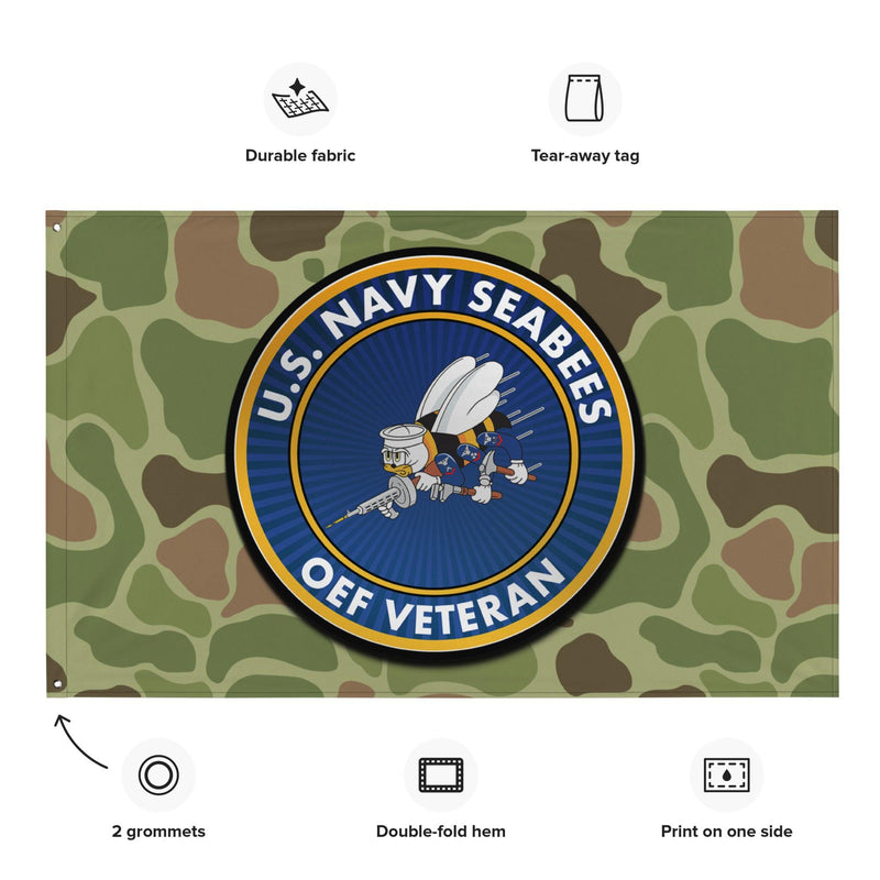 U.S. Navy Seabees OEF Veteran Frogskin Camo Flag