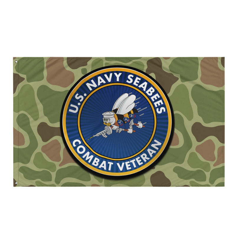 U.S. Navy Seabees Combat Veteran Frogskin Camo Flag