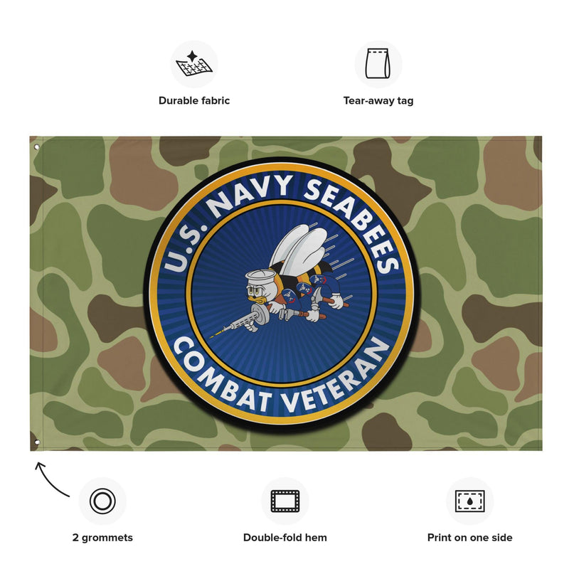 U.S. Navy Seabees Combat Veteran Frogskin Camo Flag