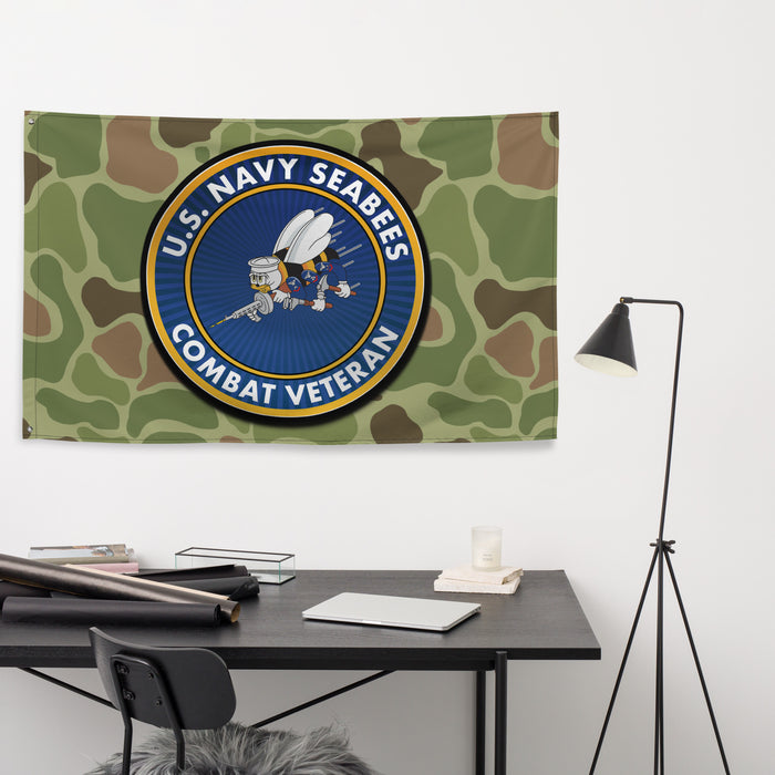 U.S. Navy Seabees Combat Veteran Frogskin Camo Flag Tactically Acquired   