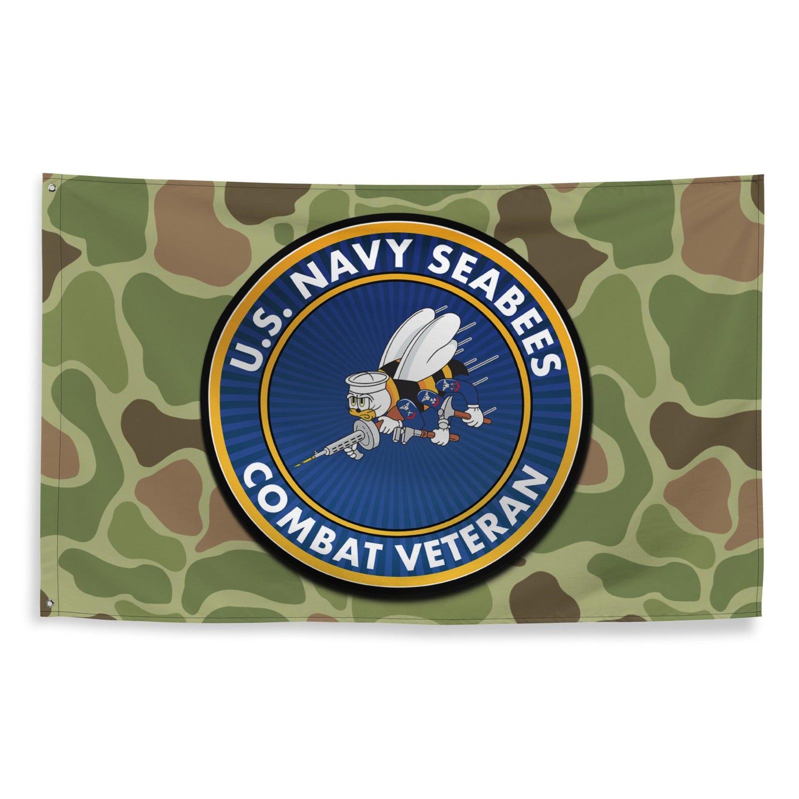 U.S. Navy Seabees Combat Veteran Frogskin Camo Flag Tactically Acquired   