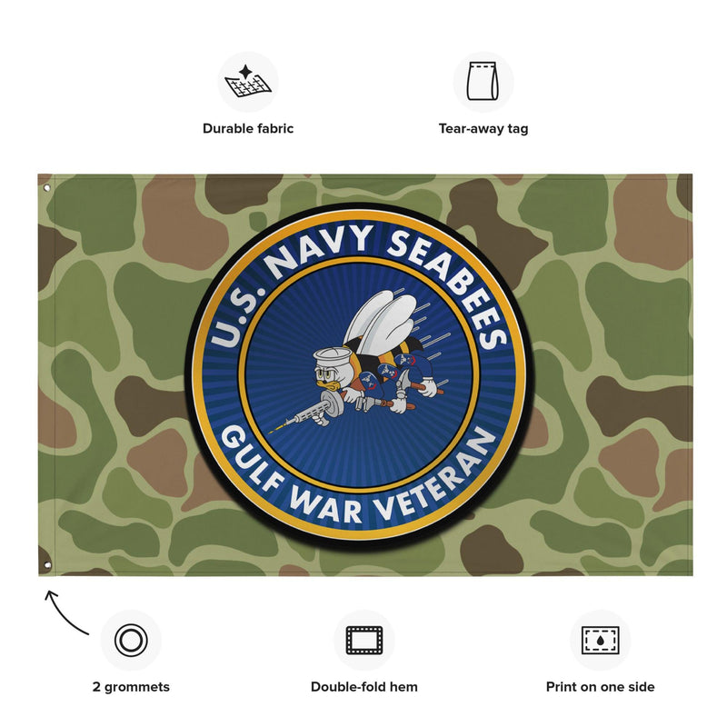 U.S. Navy Seabees Gulf War Veteran Frogskin Camo Flag