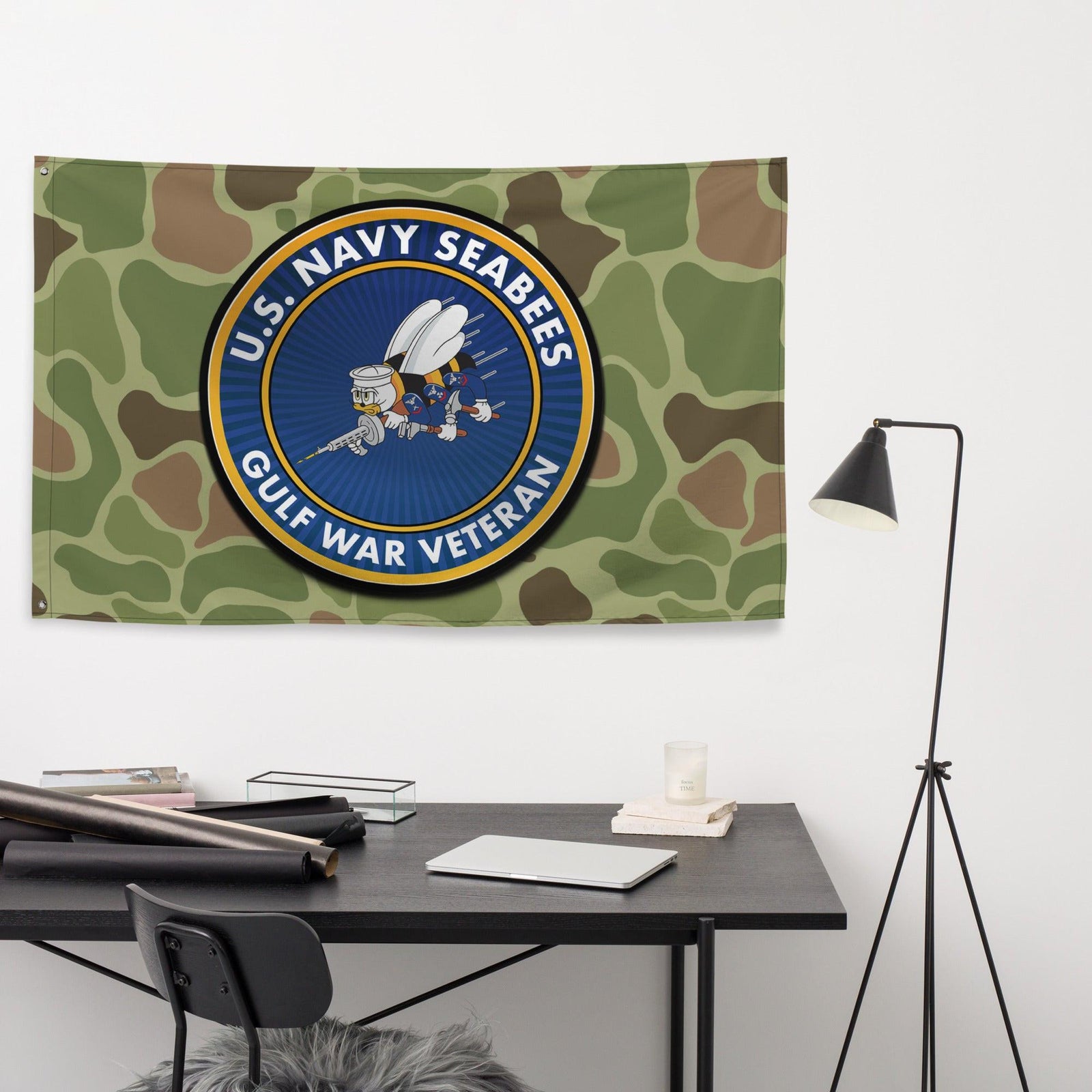 U.S. Navy Seabees Gulf War Veteran Frogskin Camo Flag Tactically Acquired   