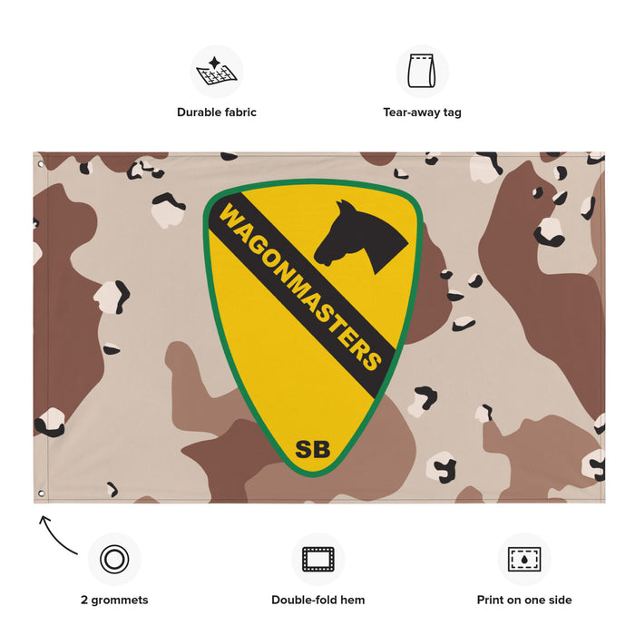 1st Cavalry Division SUST BDE 'Wagonmasters' Chocolate-Chip Camo Flag Tactically Acquired   