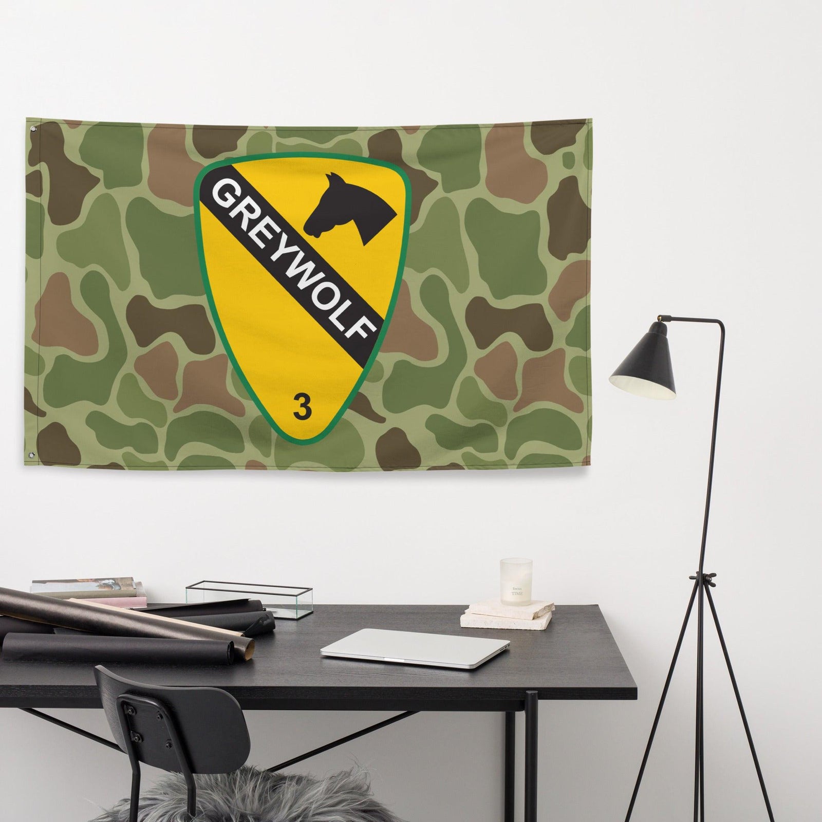 3rd BCT, 1st Cavalry Division 'GreyWolf' Frogskin Camo Flag Tactically Acquired   