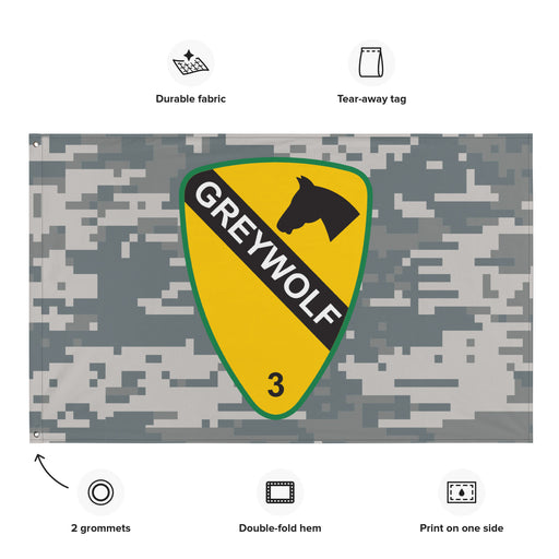 3rd BCT, 1st Cavalry Division 'GreyWolf' UCP Camo Flag Tactically Acquired   