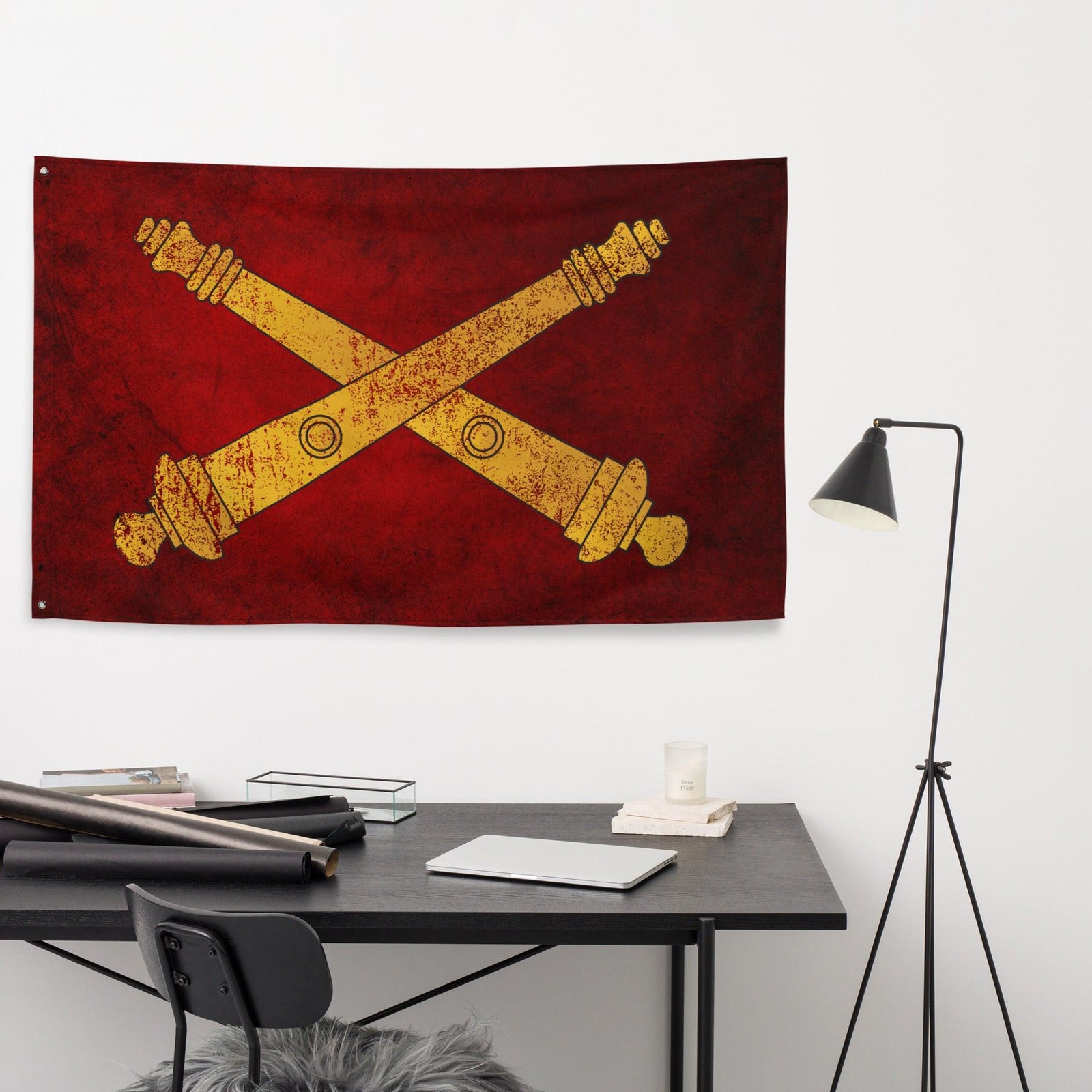 Grunge U.S. Army Field Artillery Cannons Wall Flag Tactically Acquired