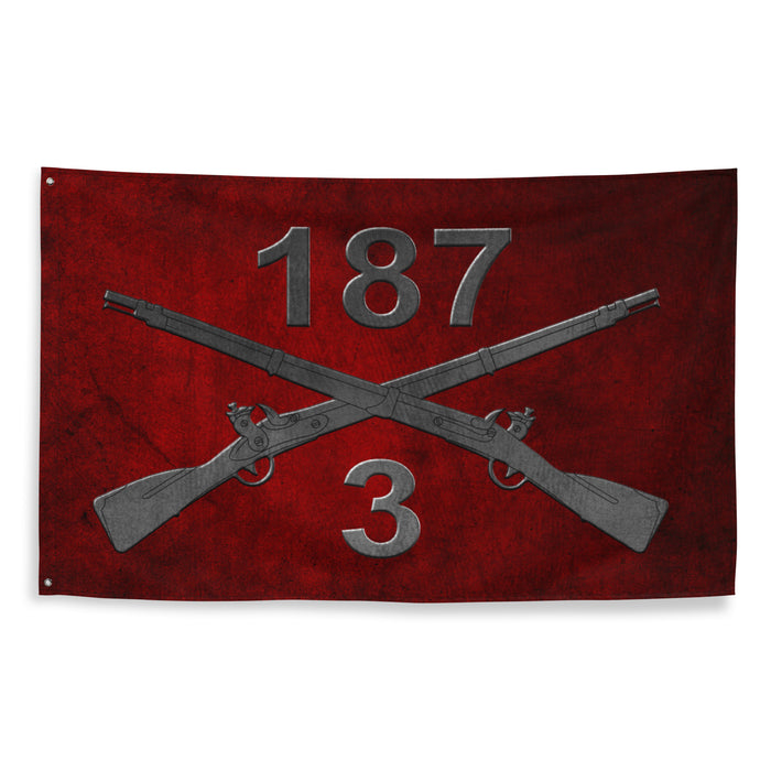 3-187 Infantry Regiment Crossed Rifles Wall Flag Tactically Acquired