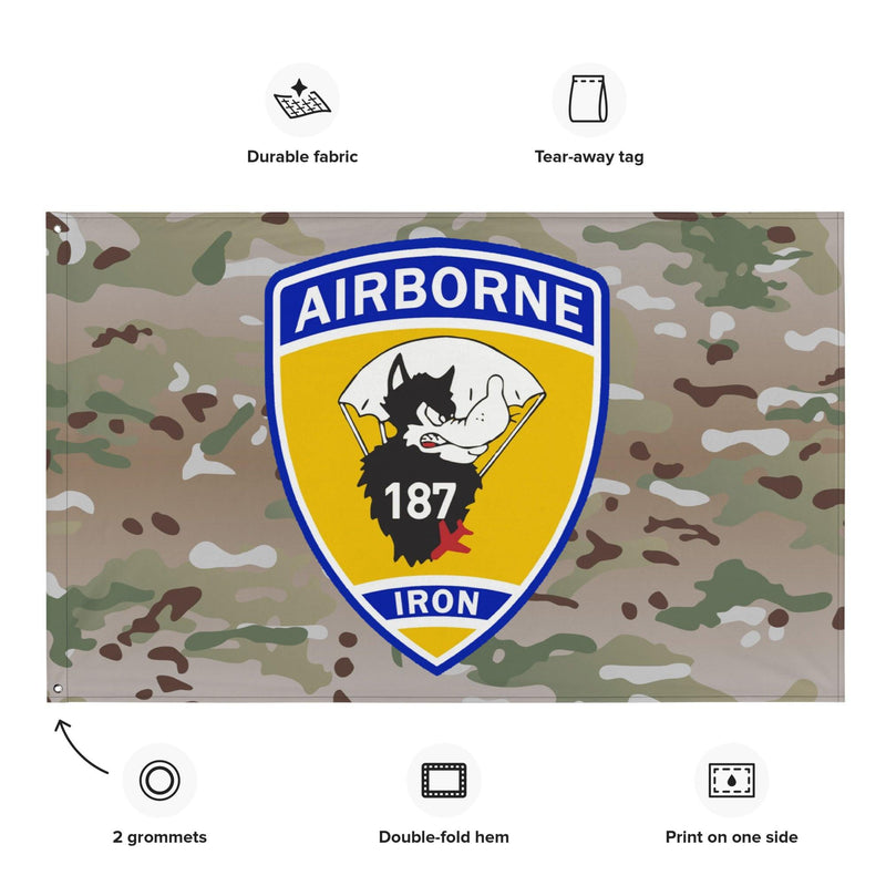 3-187 Infantry Iron Rakkasans Multicam Wall Flag