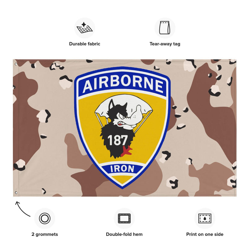 3-187 Infantry Iron Rakkasans Chocolate-Chip Camo Wall Flag