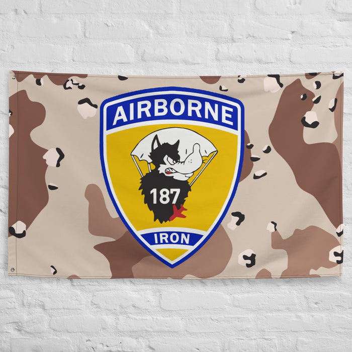 3-187 Infantry Iron Rakkasans Chocolate-Chip Camo Wall Flag Tactically Acquired