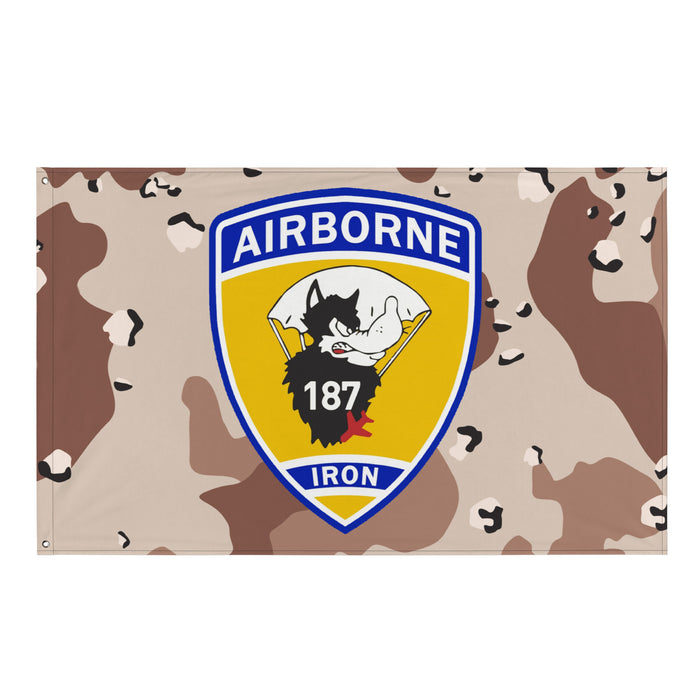 3-187 Infantry Iron Rakkasans Chocolate-Chip Camo Wall Flag Tactically Acquired