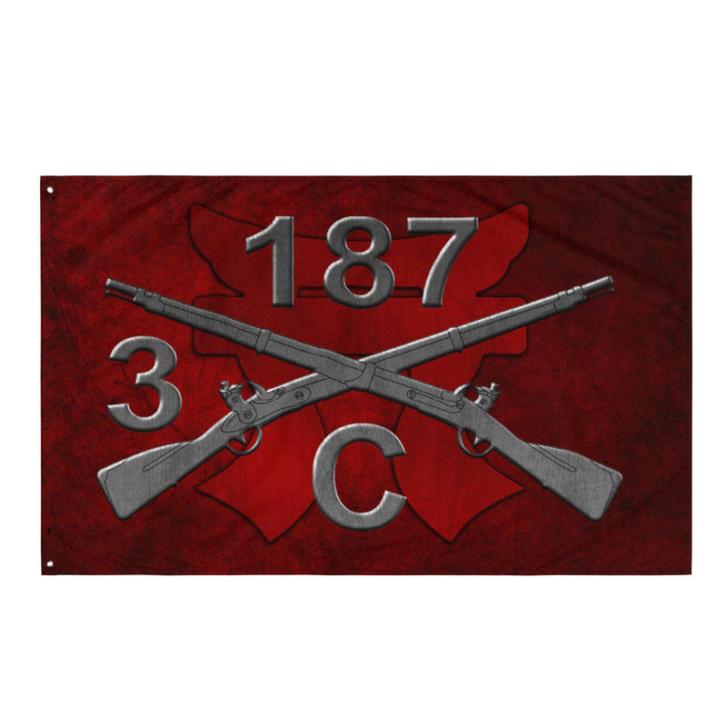C Company 3-187 Infantry Iron Rakkasans Torii Wall Flag