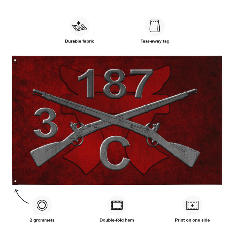 C Company 3-187 Infantry Iron Rakkasans Torii Wall Flag