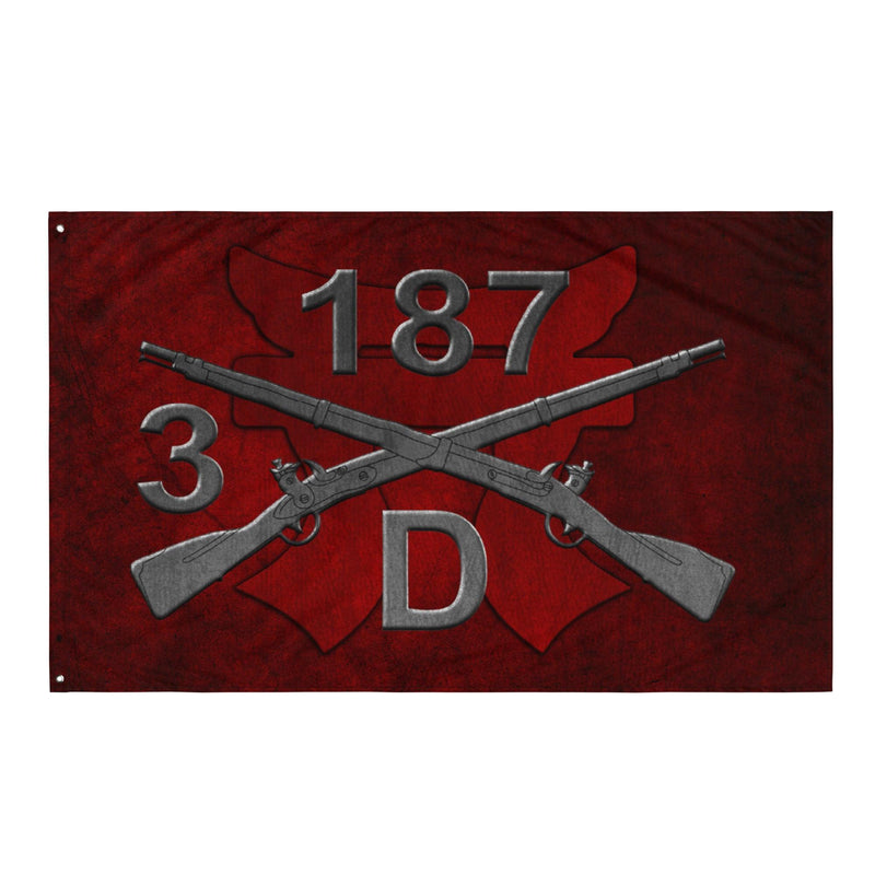 D Company 3-187 Infantry Iron Rakkasans Torii Wall Flag