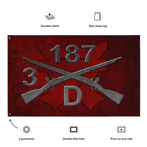 D Company 3-187 Infantry Iron Rakkasans Torii Wall Flag Tactically Acquired