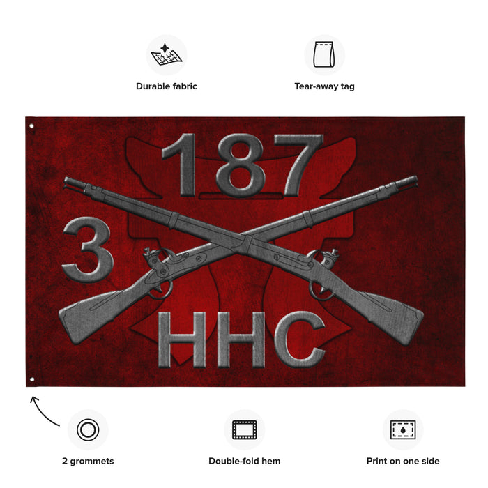 HHC 3-187 Infantry Iron Rakkasans Torii Wall Flag Tactically Acquired