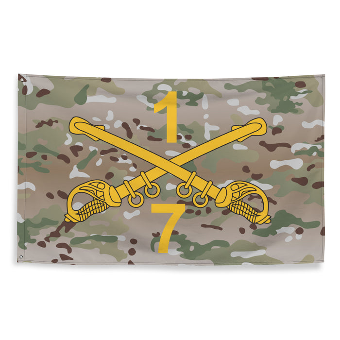 7-1 CAV "Blackhawks" Multicam Wall Flag Tactically Acquired