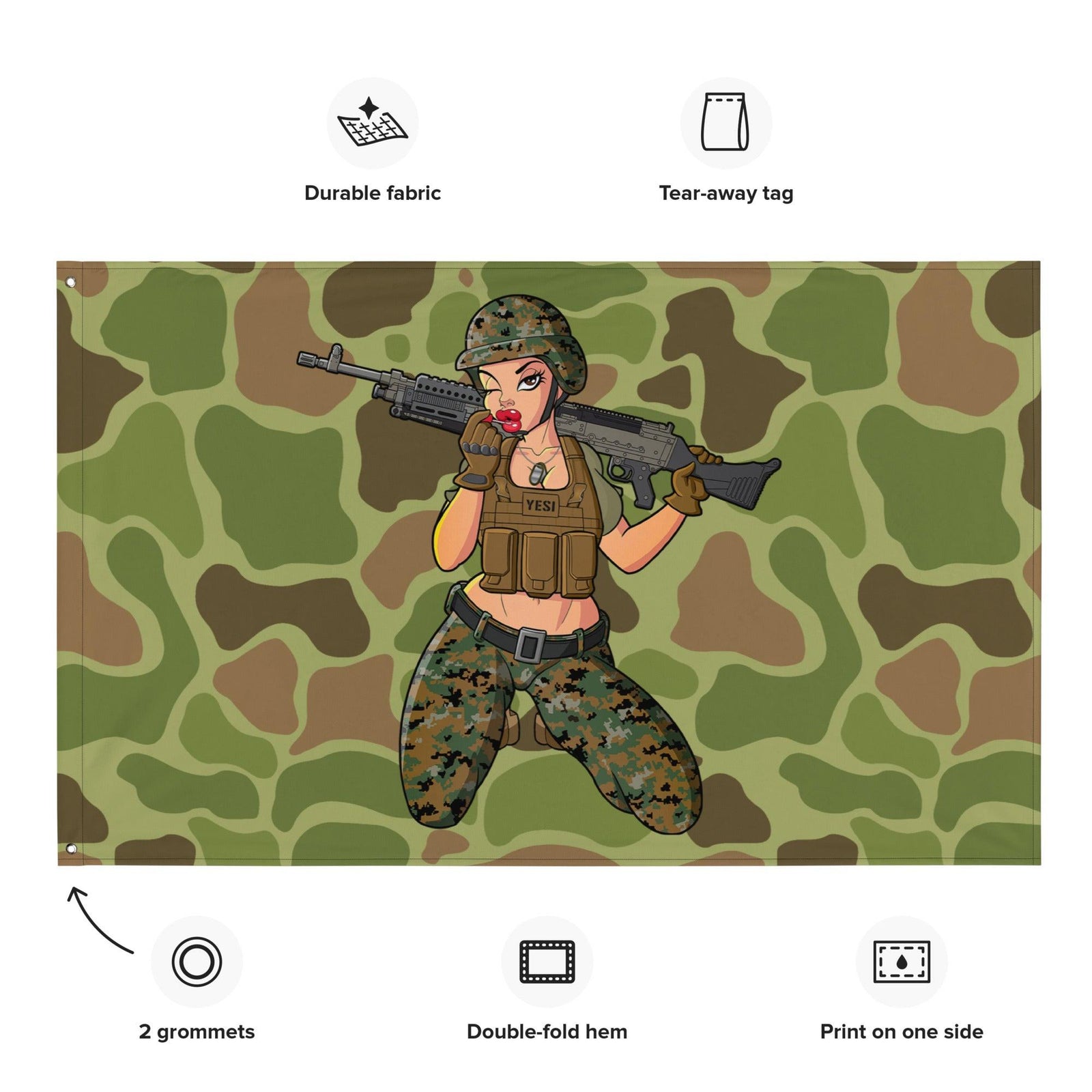 Yesi 240 Machine Gunner Frogskin Camo Wall Flag Tactically Acquired