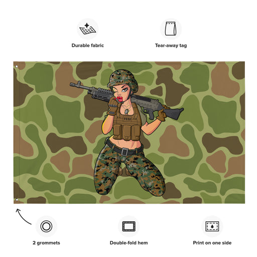 Yesi 240 Machine Gunner Frogskin Camo Wall Flag Tactically Acquired