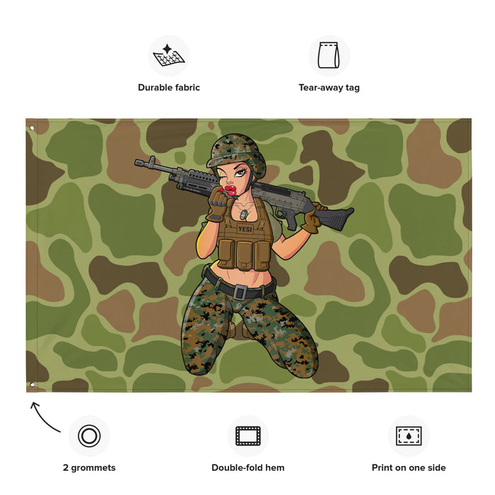 Yesi 240 Machine Gunner Frogskin Camo Wall Flag Tactically Acquired