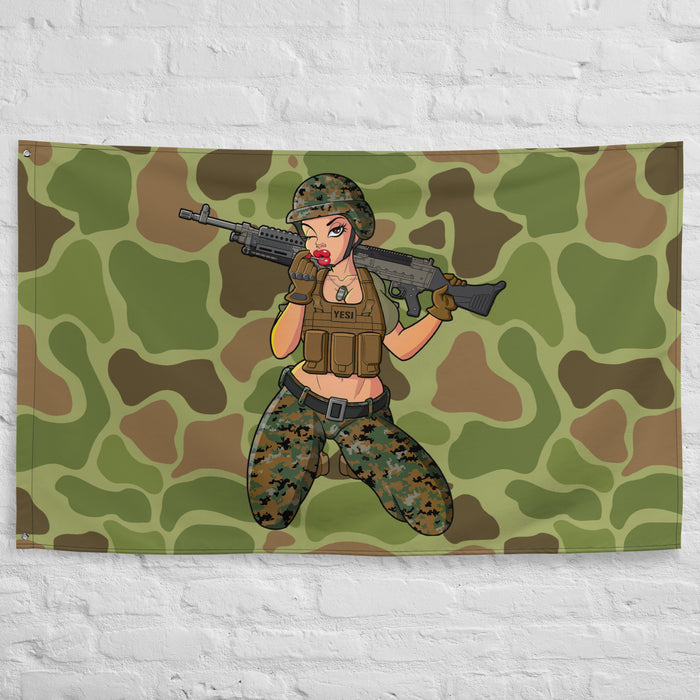 Yesi 240 Machine Gunner Frogskin Camo Wall Flag Tactically Acquired