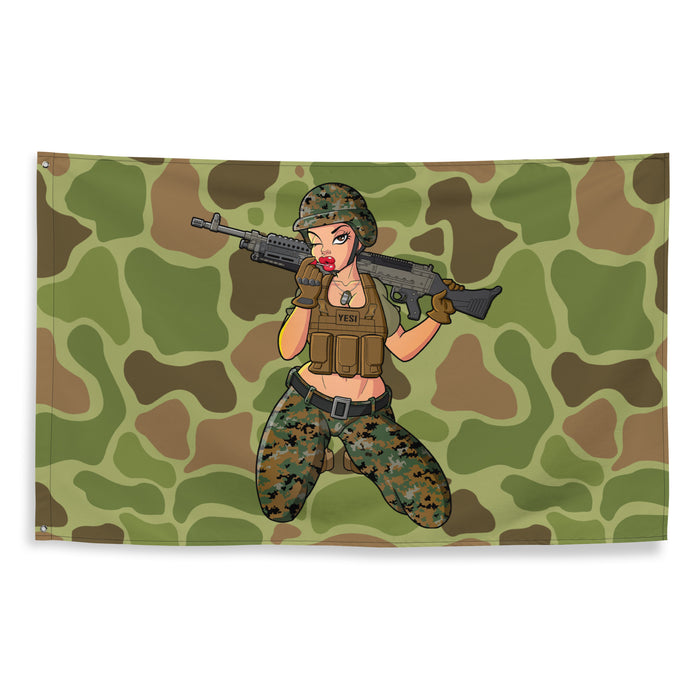 Yesi 240 Machine Gunner Frogskin Camo Wall Flag Tactically Acquired