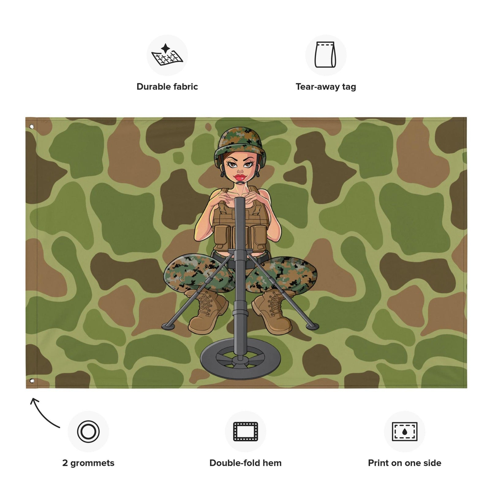 Yesi 60mm Mortars Frogskin Camo Wall Flag Tactically Acquired