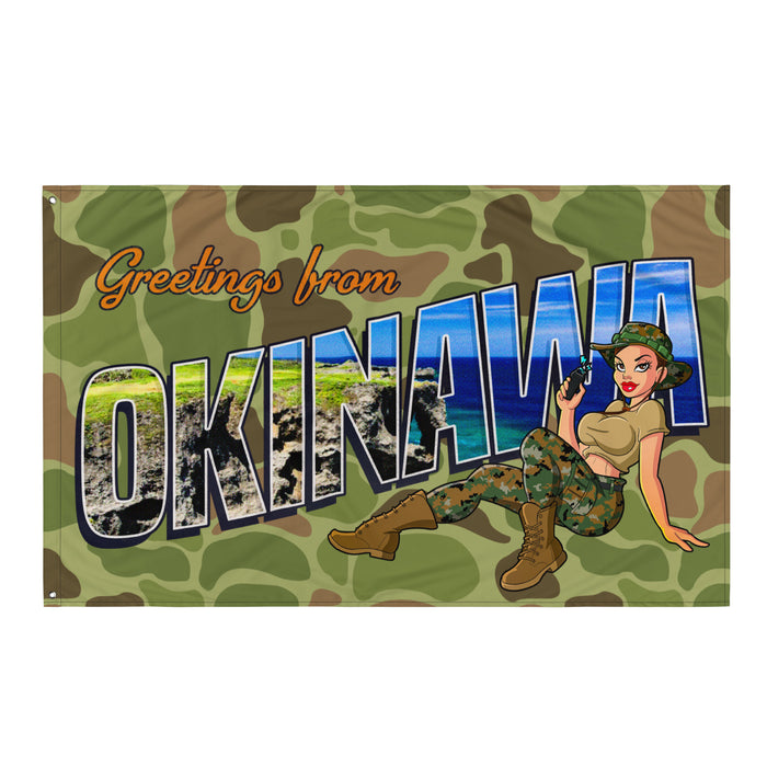 Greetings From Okinawa Frogskin Camo Yesi Wall Flag Tactically Acquired Default Title